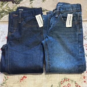 2 Pairs NWT Old Navy Boys Size 5 Dark and Medium Blue Straight Jeans